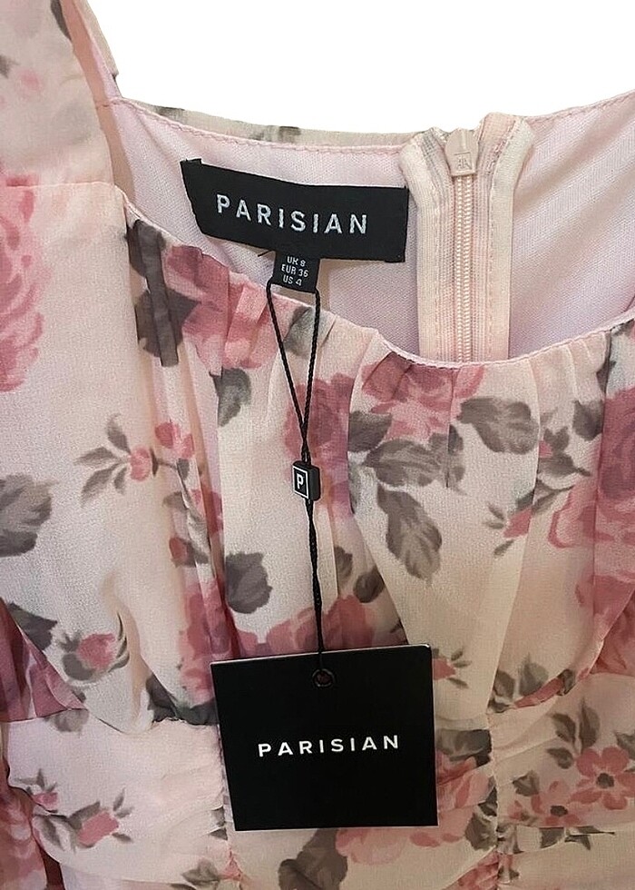 Abiye Tül Çiçekli Kısa Elbise - Görsel 4