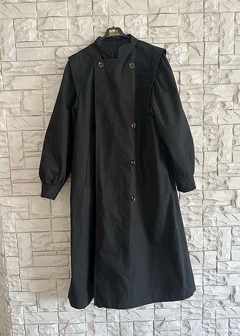 Siyah Kadın Uzun  Trençkot - Görsel 6