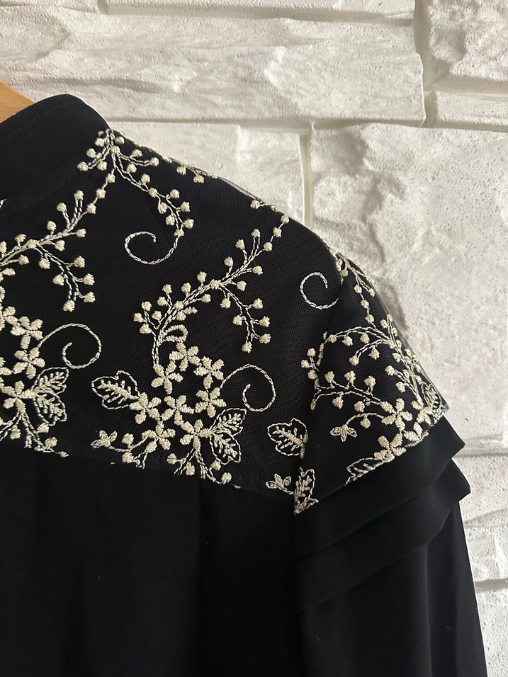 Nakışlı Siyah Uzun Kollu Tesettür Elbise - Görsel 4
