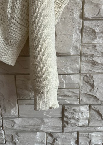 Düğmeli Beyaz Örgü Kadın Hırka - Görsel 2