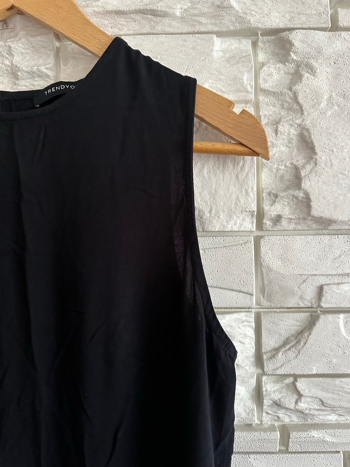 Siyah Kolsuz Uzun  Elbise - Görsel 3