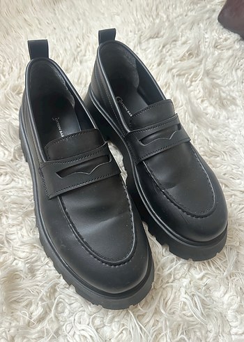 Siyah Platform Topuklu Kadın Loafer Ayakkabı - Görsel 4