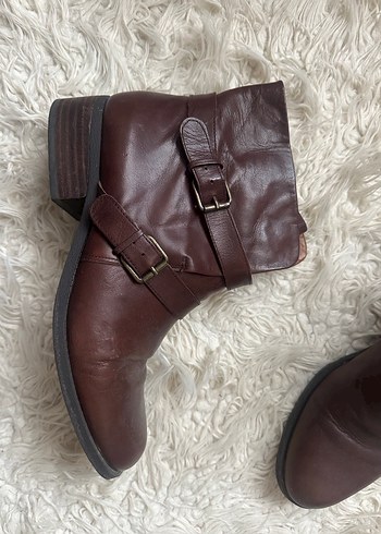 Kahverengi Deri Kadın Dolgu Topuklu Bot - Görsel 2