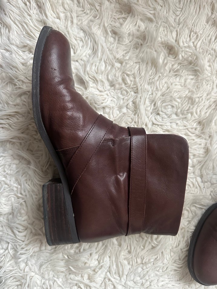 Kahverengi Deri Kadın Dolgu Topuklu Bot - Görsel 3