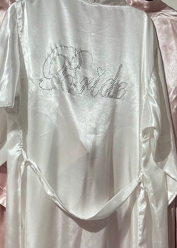 Beyaz Midi Uzun Kollu Desenli Kadın Sabahlık - Görsel 3