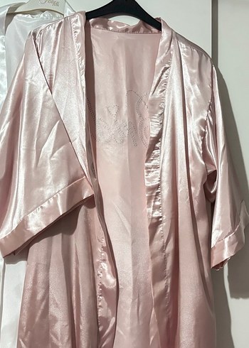 Beyaz Midi Uzun Kollu Desenli Kadın Sabahlık - Görsel 4