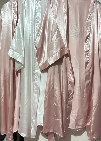 Beyaz Midi Uzun Kollu Desenli Kadın Sabahlık - Görsel 2