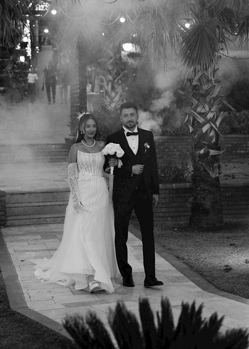 Uzun Kollu Straplez Beyaz Bohem Gelinlik - Görsel 8