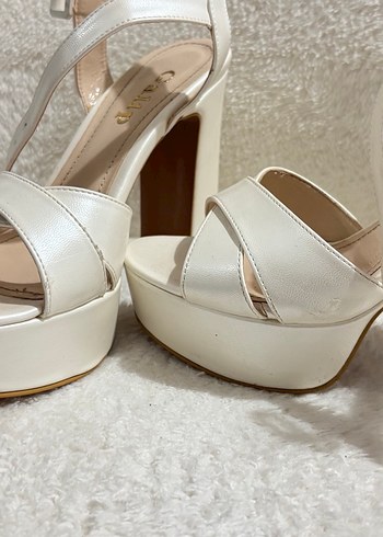 Beyaz Platform Topuklu Kadın Abiye Ayakkabı - Görsel 6