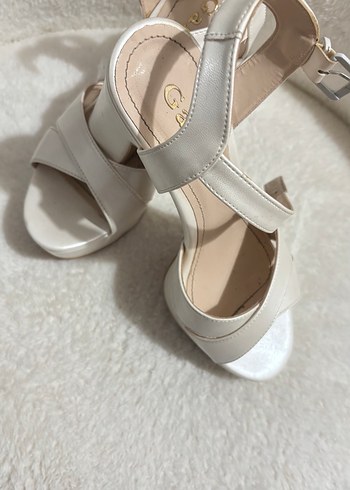 Beyaz Platform Topuklu Kadın Abiye Ayakkabı - Görsel 3