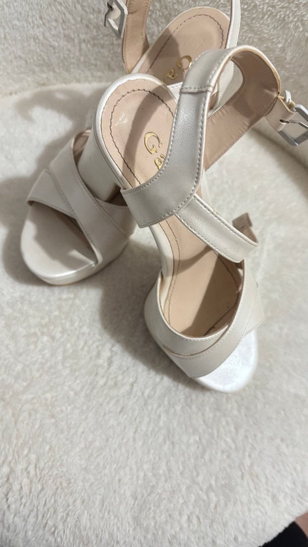 Beyaz Platform Topuklu Kadın Abiye Ayakkabı - Görsel 3