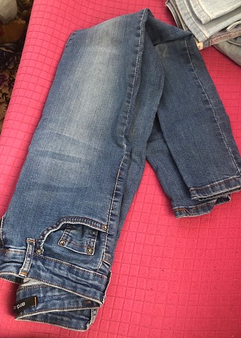 Diğer Kadin Gri Mavi Fitilli Midi Denim Pantolon