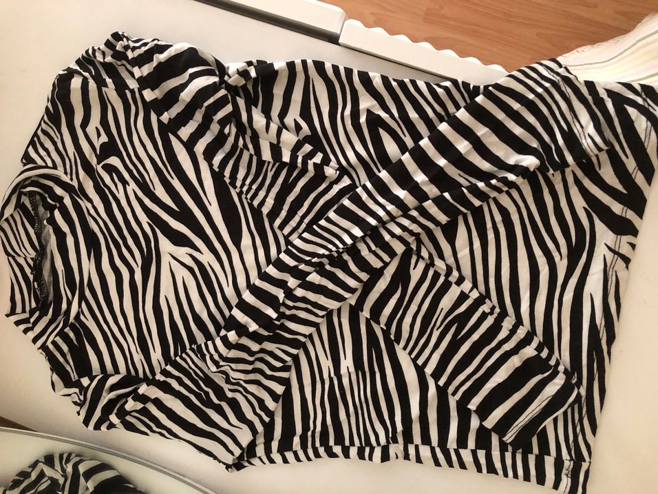 Zebra Desenli Pilili Siyah Midi Hamile Eteği esnek - Görsel 2