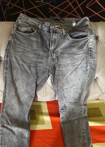 Gri Erkek Denim Jean Pantolon