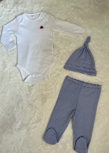 Bebek Erkek Uzun Kollu Pamuklu Body Takımı %/100 pamuk