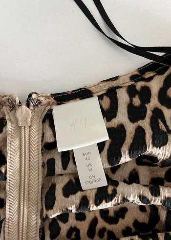 H&M Leopar Desenli Uzun Kollu Kadın Midi Elbise - Görsel 4