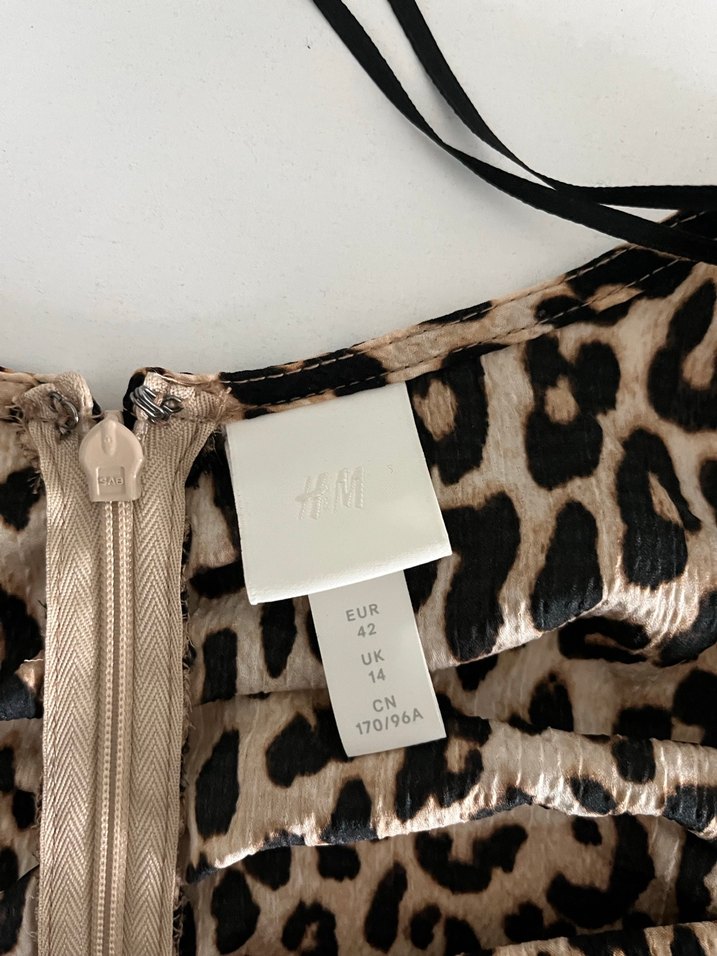 H&M Leopar Desenli Uzun Kollu Kadın Midi Elbise - Görsel 4