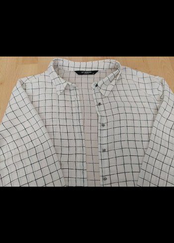 Ekoseli Uzun Kollu Kadın Keten Gömlek - Görsel 2