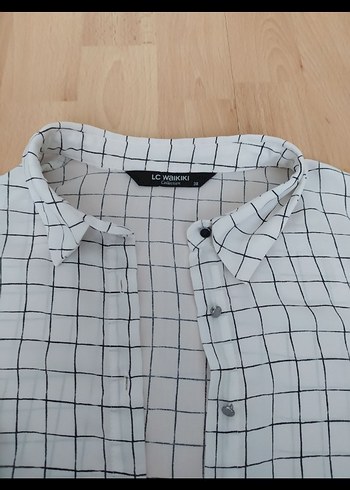 Ekoseli Uzun Kollu Kadın Keten Gömlek - Görsel 4