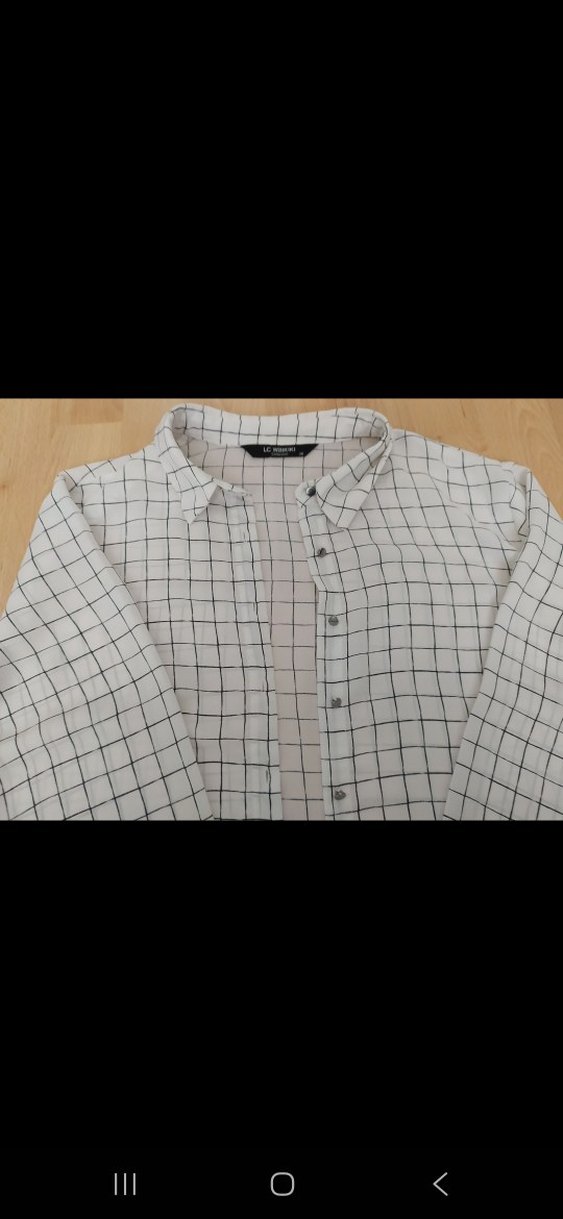 Ekoseli Uzun Kollu Kadın Keten Gömlek - Görsel 2