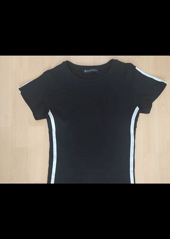 Siyah Kısa Kollu Spor Kesim Uzun Elbise - Görsel 2