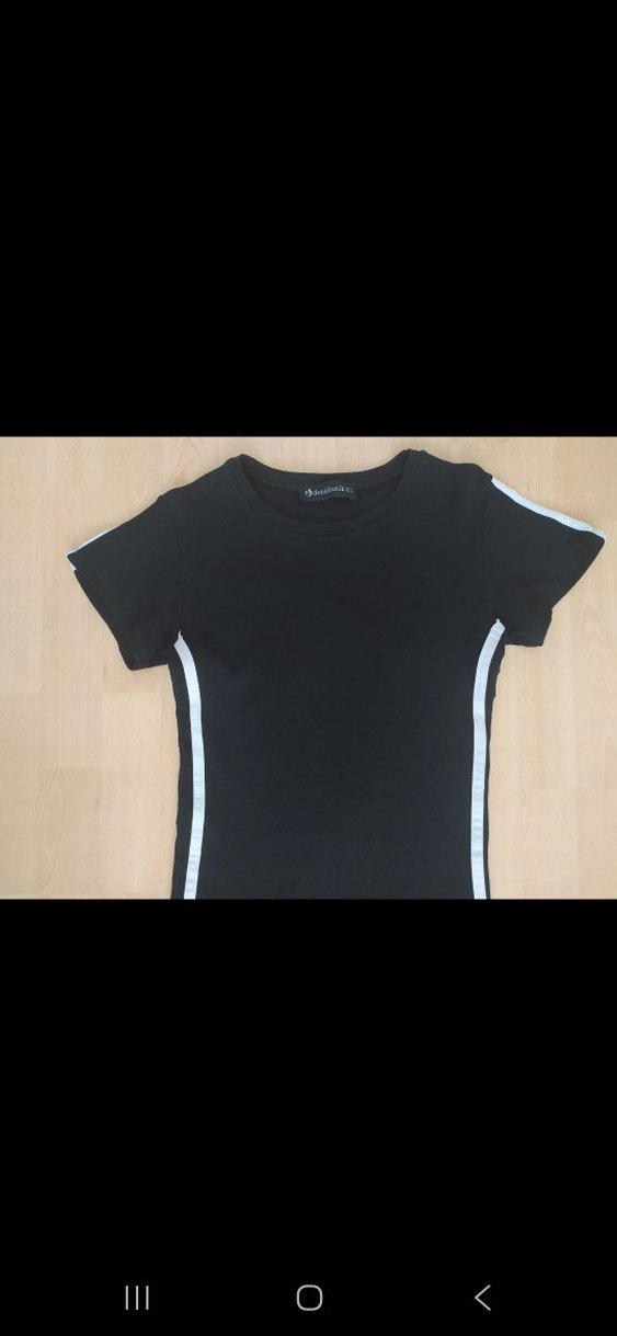 Siyah Kısa Kollu Spor Kesim Uzun Elbise - Görsel 2