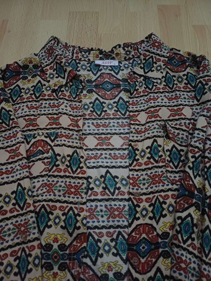 Bohem Çok Renkli Uzun Kollu Gömlek - Görsel 2