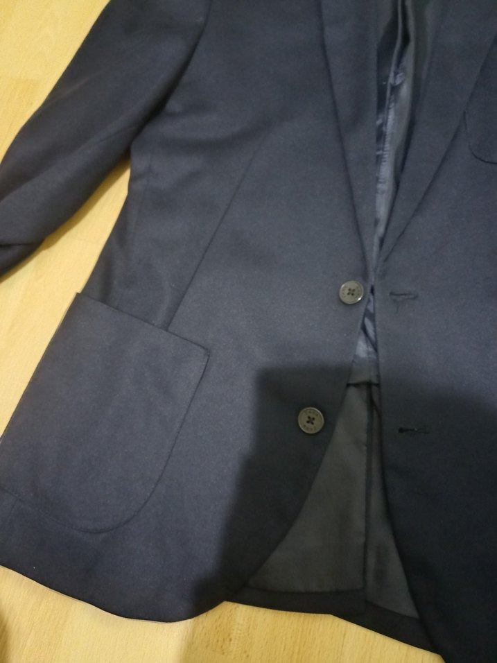 Lacivert Düğmeli Erkek Ofis Takım Elbise Ceketi - Görsel 2