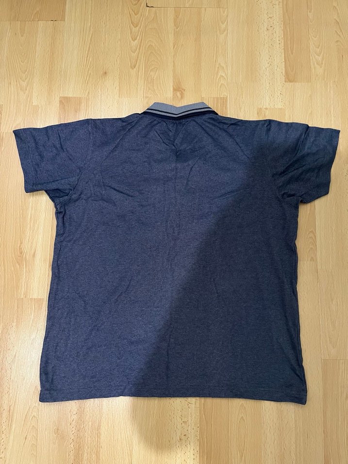 Gri Denim Polo Yaka Rahat Kesim Tişört - Görsel 3