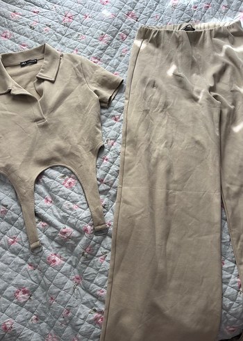 Zara bej spor takım üst ve alt