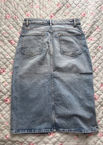 Zara Midi Denim önden yırtmaçlı kot Etek