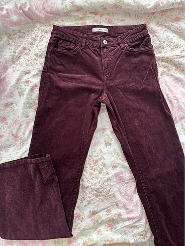 mango bordo kadife pantalon