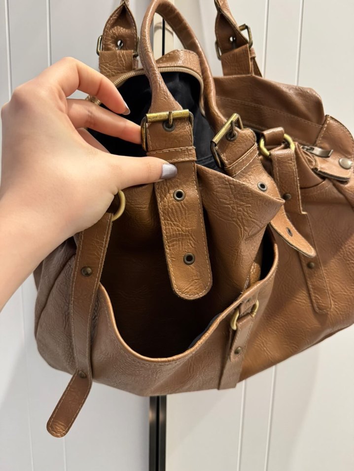 vintage thrifted bag kahverengi — görsel 7/8