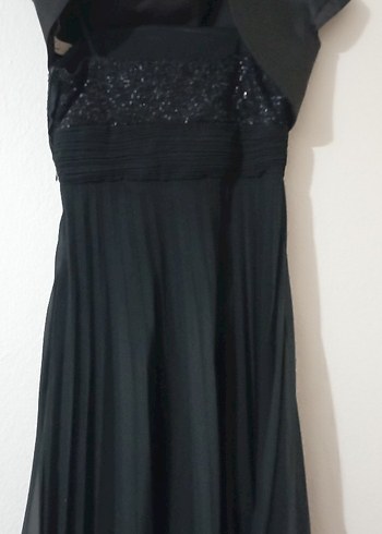 Siyah Straplez Pilili Midi Elbise - Görsel 6