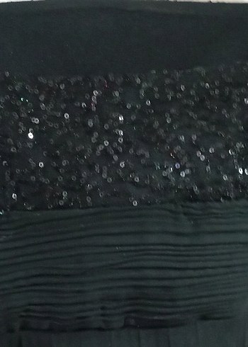 Siyah Straplez Pilili Midi Elbise - Görsel 8