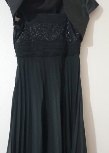 Siyah Straplez Pilili Midi Elbise - Görsel 7