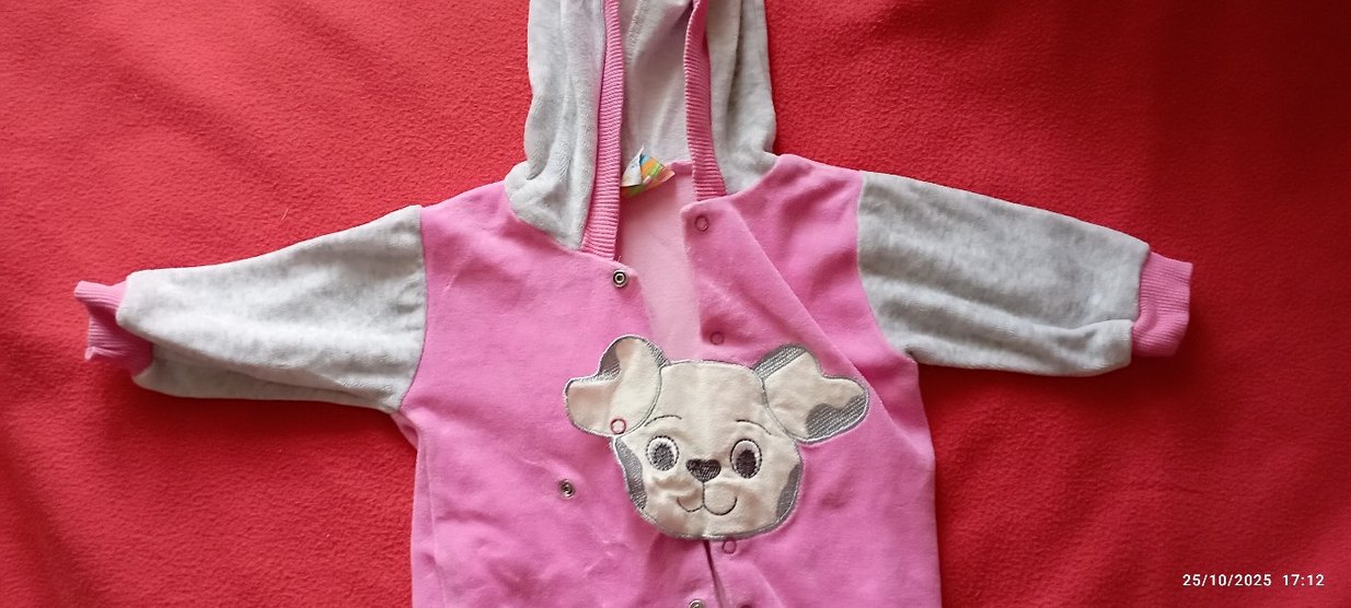 Düğmeli Gri-Pembe Nakışlı Köpek Kıyafeti - Görsel 2