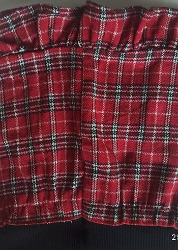 Kız Çocuk Kırmızı Ekose uzun kollu Elbise - Görsel 3