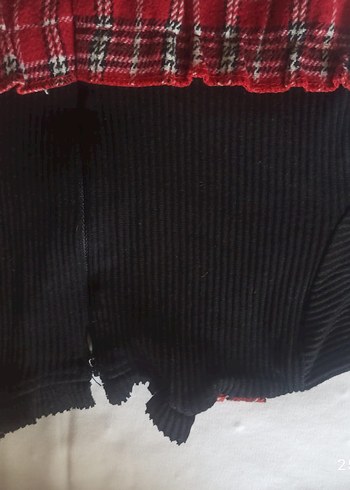 Kız Çocuk Kırmızı Ekose uzun kollu Elbise - Görsel 5