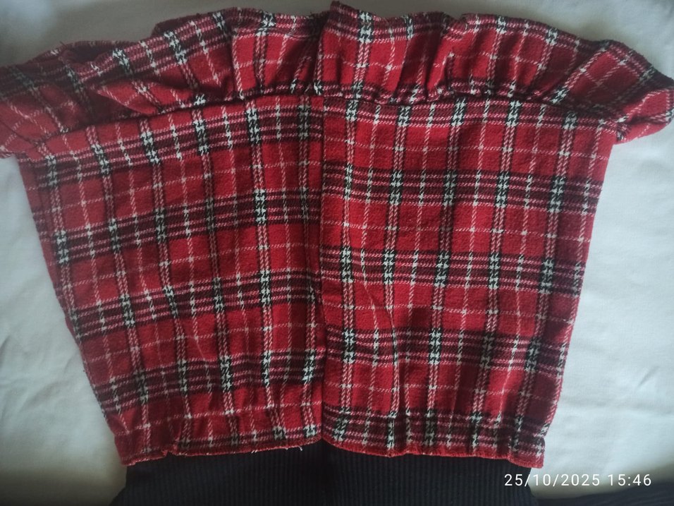 Kız Çocuk Kırmızı Ekose uzun kollu Elbise - Görsel 3