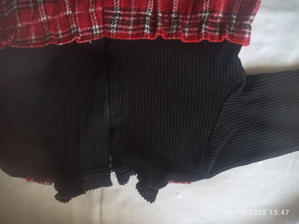 Kız Çocuk Kırmızı Ekose uzun kollu Elbise - Görsel 5