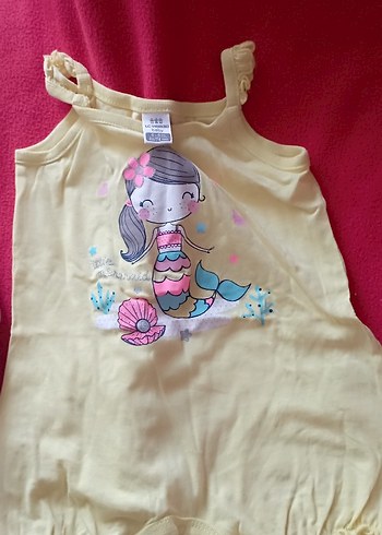 Sarı Bebek Kız Tulum, Elastik Detaylı ,midye kabukulu kiz tulumu - Görsel 4