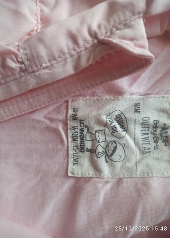 Düğmeli Pembe Kız Yağmurluk - Görsel 4