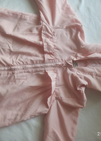 Düğmeli Pembe Kız Yağmurluk - Görsel 2