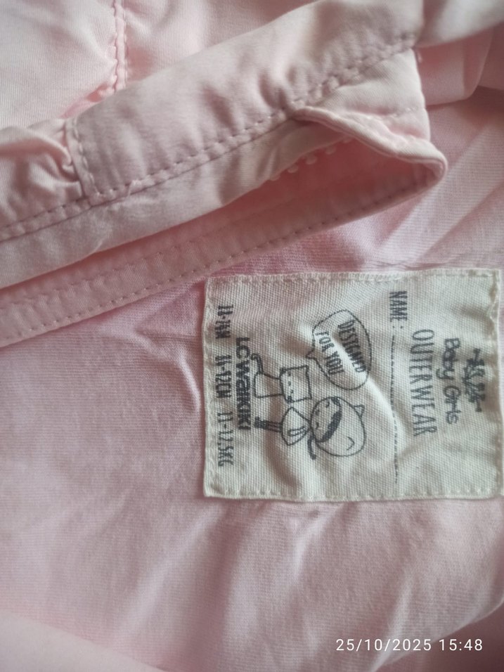 Düğmeli Pembe Kız Yağmurluk - Görsel 4