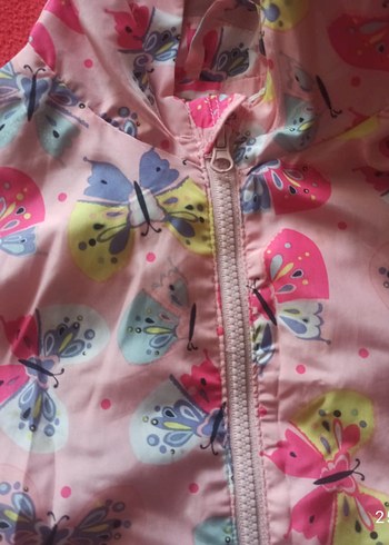 Renkli Baskılı Kız Yağmurluğu Fermuarlı - Görsel 2