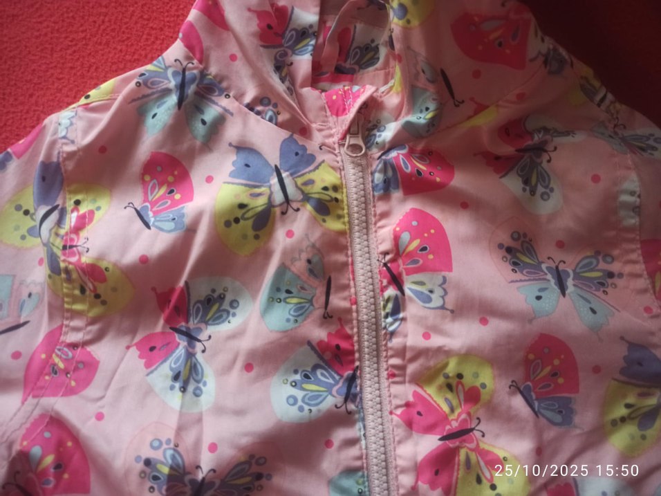 Renkli Baskılı Kız Yağmurluğu Fermuarlı - Görsel 2