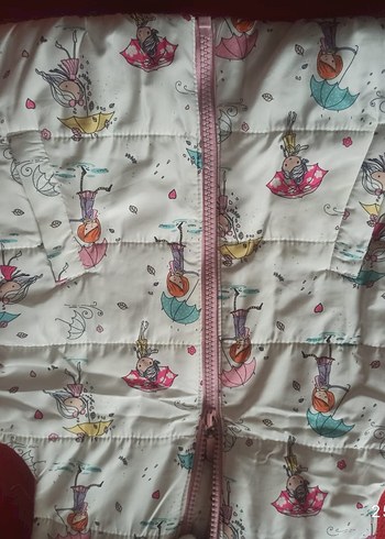 Kız Çocuk Baskılı Fermuarlı Yelek - Görsel 2