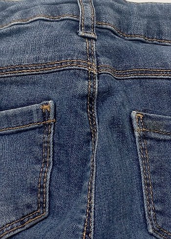 Nakışlı Koyu Mavi Bol Kesim Kız Kot Pantolon - Görsel 7