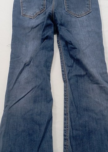 Nakışlı Koyu Mavi Bol Kesim Kız Kot Pantolon - Görsel 6